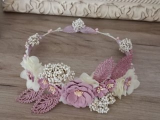 Corona de comunión flores rosas