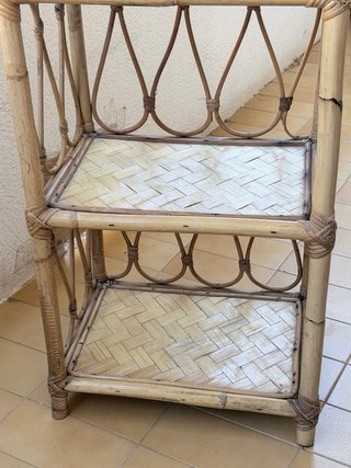 Mueble caña bambú y mimbre 3 estantes