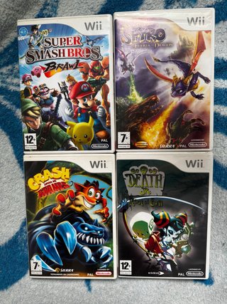 Lote 4 Juegos Wii: Smash Bros, Spyro, Crash, Death