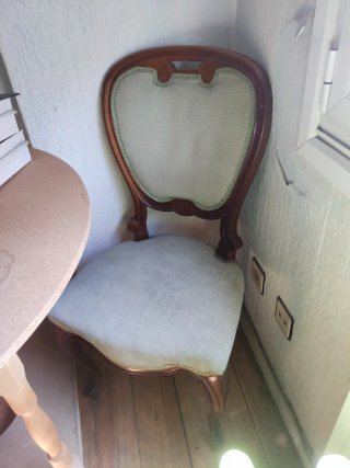 3x Silla Vintage Madera y Tela