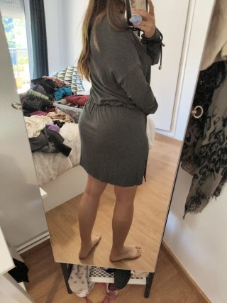 Vestido gris manga larga talla única