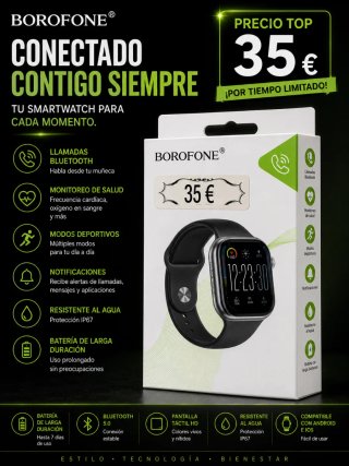 BOROFONE Smartwatch Negro Llamadas Bluetooth