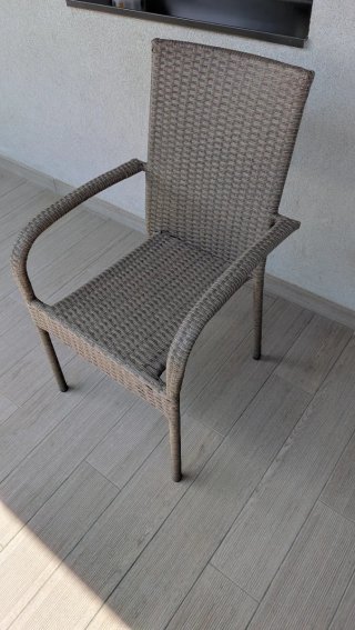 Mesa y 4 sillas terraza metal y madera compuesta