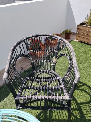 Conjunto Mesa y Sillas Jardín Ratán Azul