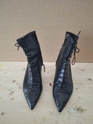 Botas Zara Tacón Aguja Cordones Cremallera