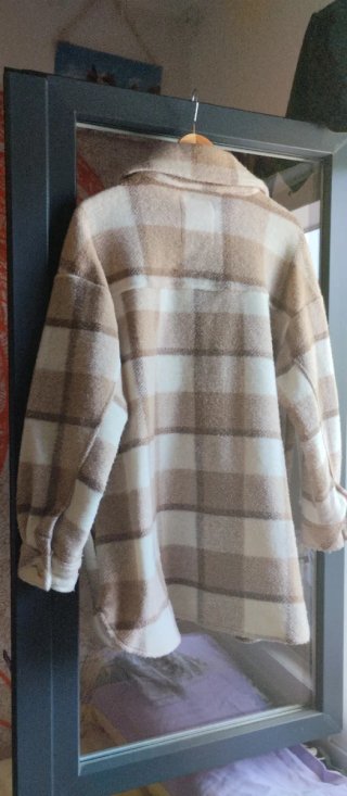 Camisa a cuadros beige y azul