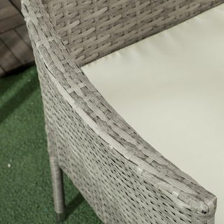 Divano da Giardino da Esterno con 2 Posti e Tavolo da Caffè Centrale, Acciaio, Rattan PE e Poliestere, 137x59x82 cm, Grigio e Crema