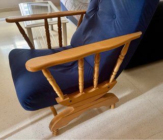 Sillón sofá silla mecedora clásica de madera tela