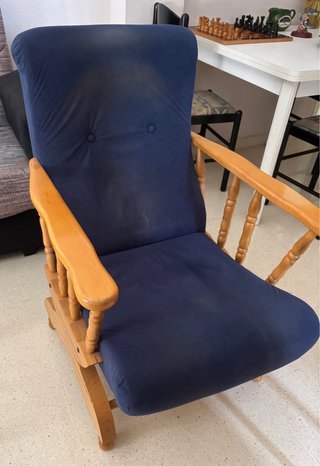 Sillón sofá silla mecedora clásica de madera tela
