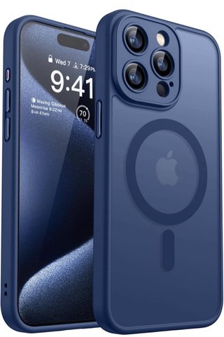 iPhone 15 Pro max Azul Marino con funda