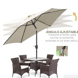 Sombrilla Terraza Reclinable 2.6m Beige SIN BASE