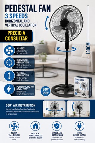 Ventilador de Pie 45cm 80W 230V