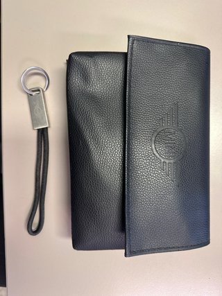 Pochette Mini in pelle blu