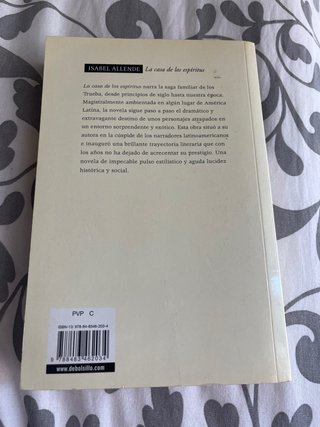 Libro la casa de los espíritus de Isabel Allende