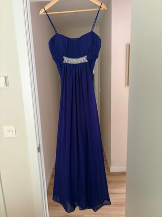 Vestido Azul Noche Pedrería Talla 38