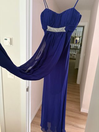 Vestido Azul Noche Pedrería Talla 38