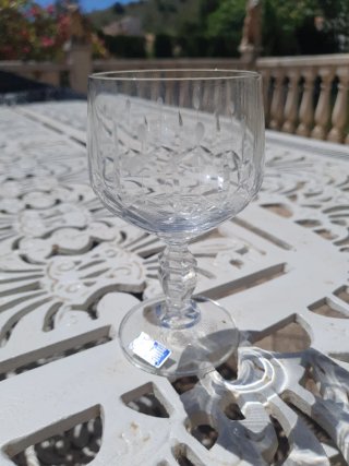 6 calici di cristallo intagliato per vino bianco