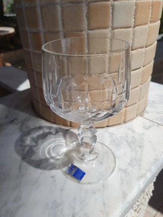6 calici di cristallo intagliato per vino bianco