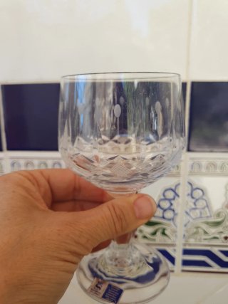 6 calici di cristallo intagliato per vino bianco