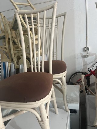 4 Sillas Rattan Marrón y Blanco