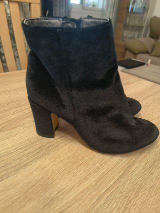Botines de terciopelo negros mujer