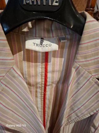 Chaqueta sastre Trucco rayas beige y rojo