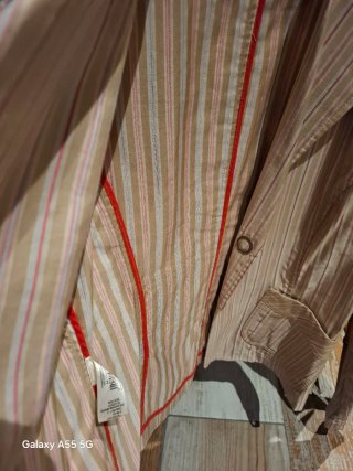 Chaqueta sastre Trucco rayas beige y rojo