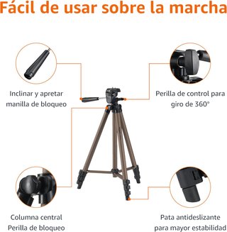 Trípode Aluminio Amazon Basics 127cm + Funda