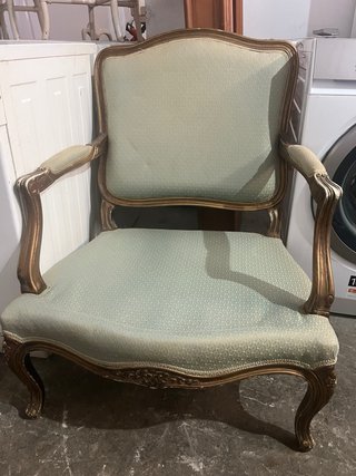 Sillón Isabelino Madera Tapizado Tela