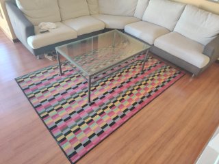 Mesa centro cristal y metal