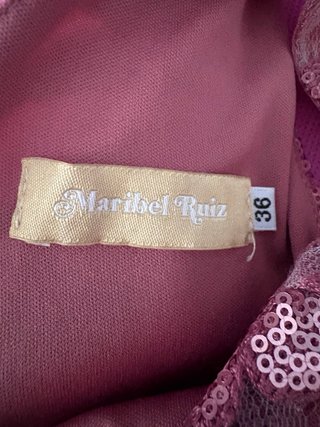 Vestido largo rosa lentejuelas y tul T.36