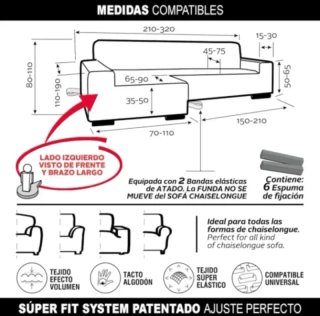 Funda Super Elástica Chaise Longue Brazo