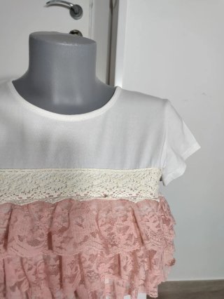 Camiseta Stella H blanca con encaje Talla S