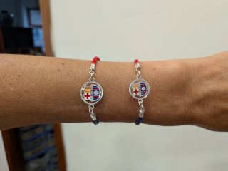 Pulsera FC Barcelona Plata y Cuero Cadete