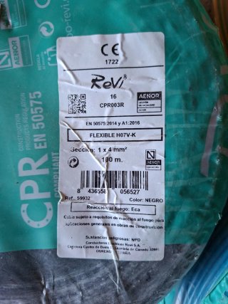 Cable ReVi CPR EN 50575 1x4 mm² 100m 300m total
