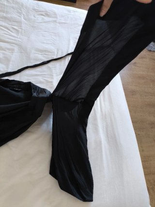 Kimono Bata de raso oriental negra talla única