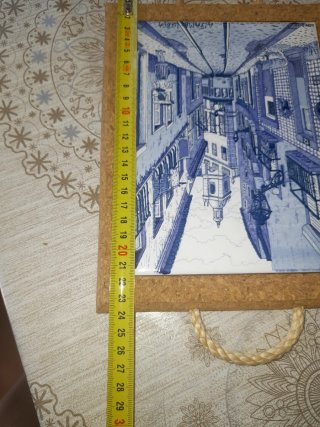 Azulejo Portugués en Salvamanteles de Corcho
