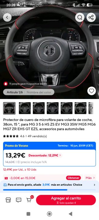 Funda Volante Negro y Rojo