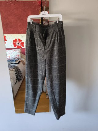 Pantalón recto vestir mujer gris