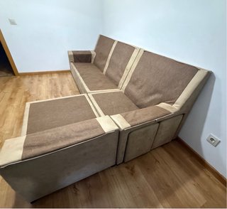 Sofá chaise longue beige tela