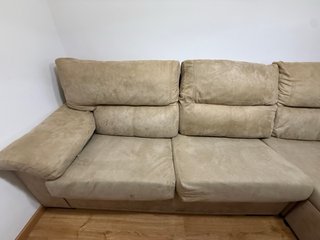 Sofá chaise longue beige tela