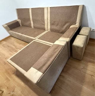 Sofá chaise longue beige tela