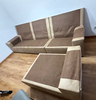 Sofá chaise longue beige tela