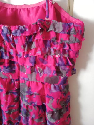 Vestido rosa y morado volantes talla L