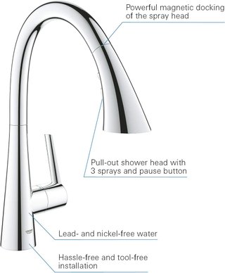 Rubinetto Grohe monocomando per lavello con doccetta estraibile e canna girevole
