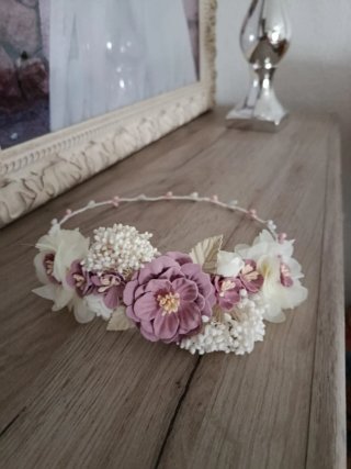 Corona de comunión flores rosa