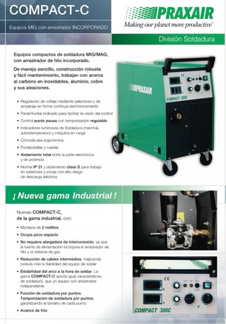 NUEVA maquina soldar hilo PRAXAIR Compact 300