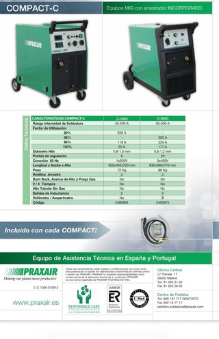 NUEVA maquina soldar hilo PRAXAIR Compact 300