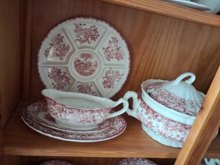 Vajilla La Cartuja Completa Porcelana Roja