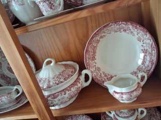 Vajilla La Cartuja Completa Porcelana Roja